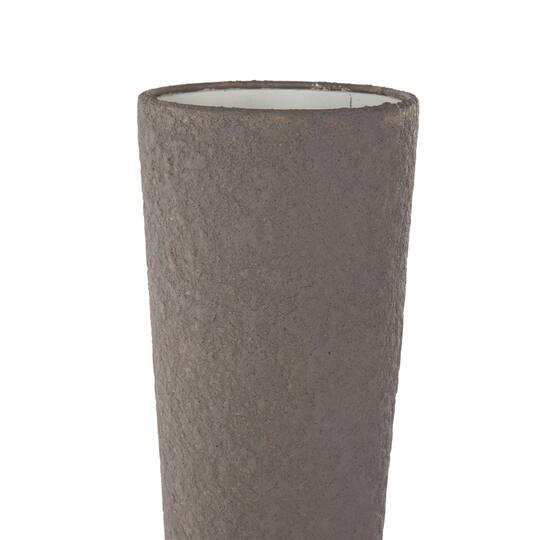 24.75" Dark Gray Metal Art Deco Fluted Decorative Vase